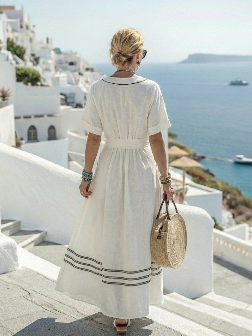 Fiona Women's Wrap Short Sleeve Midi Dress in White