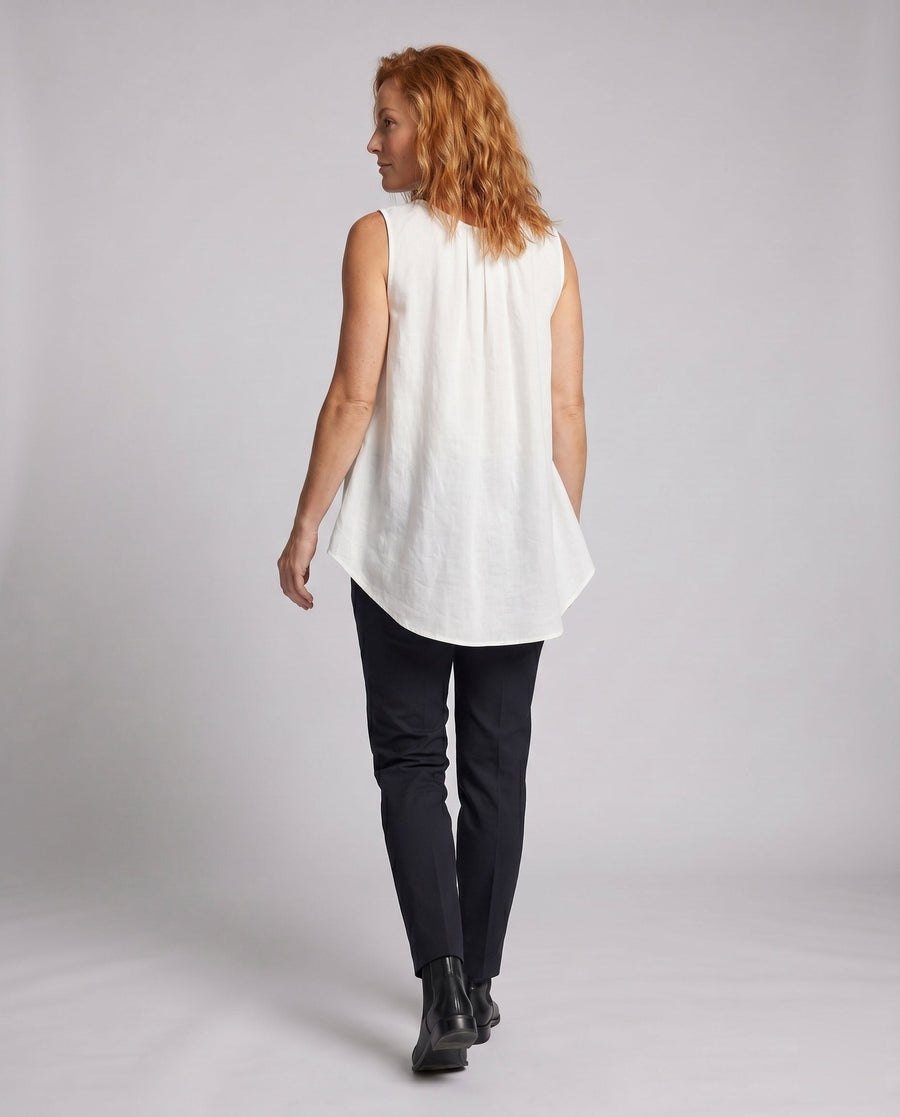 Fleur Airy Linen Top with Pleated