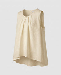 Fleur Airy Linen Top with Pleated in Light Yellow