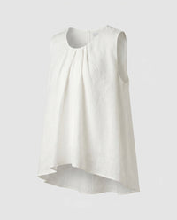 Fleur Airy Linen Top with Pleated in White