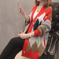 Fleur Casual Knit Cardigan in Red