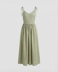 Fleur Linen Maxi Dress in Green