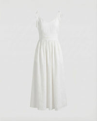 Fleur Linen Maxi Dress in White