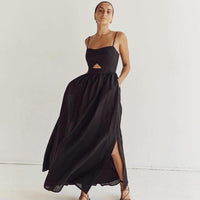 Fleur Maxi Dress with Side Split in Black