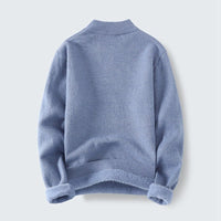 Fleur Sweater with Stand Collar in Black