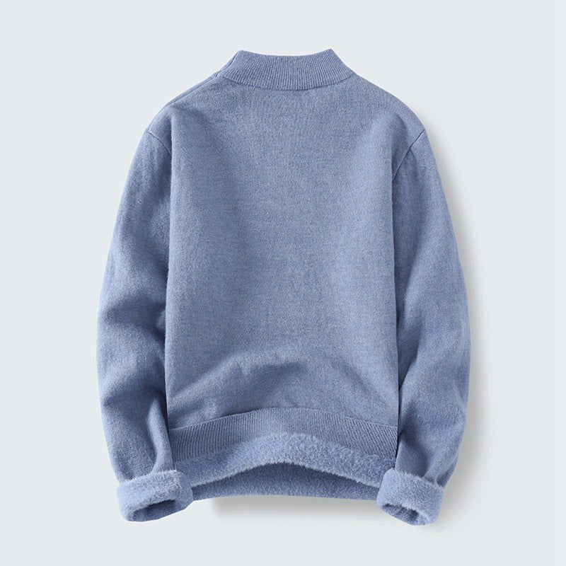 Fleur Sweater with Stand Collar in Black