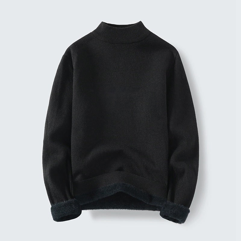 Fleur Sweater with Stand Collar in Black