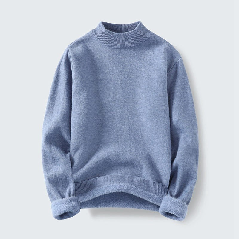 Fleur Sweater with Stand Collar in Blue