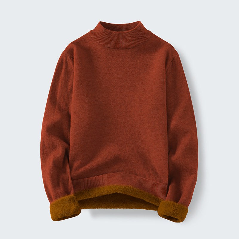 Fleur Sweater with Stand Collar in Dark Brown