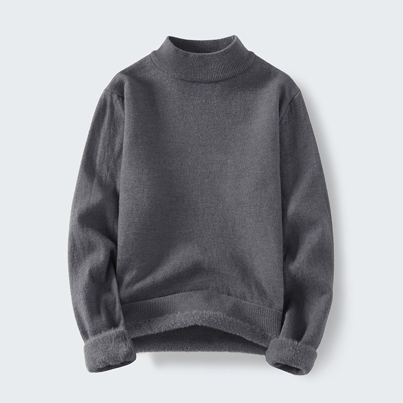 Fleur Sweater with Stand Collar in Dark Grey