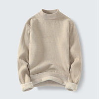 Fleur Sweater with Stand Collar in Khaki