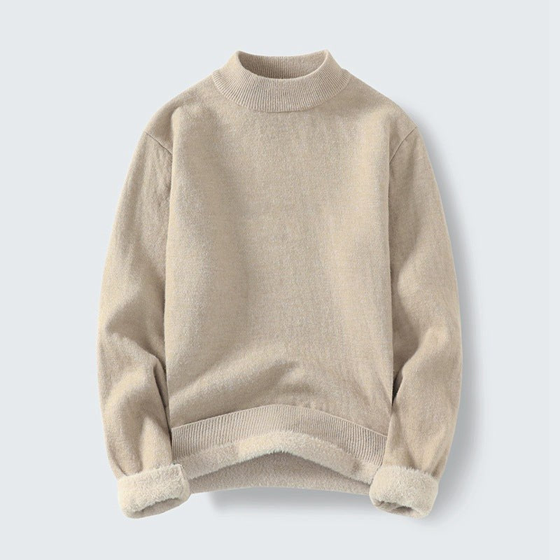 Fleur Sweater with Stand Collar in Khaki