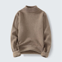 Fleur Sweater with Stand Collar in Light Brown