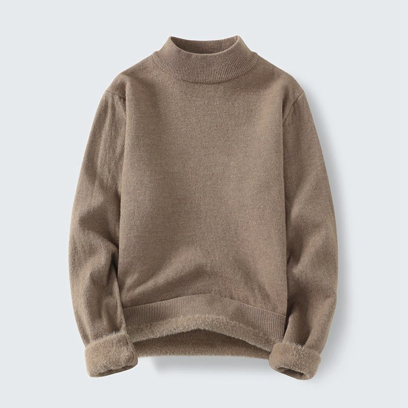 Fleur Sweater with Stand Collar in Light Brown
