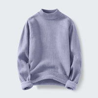 Fleur Sweater with Stand Collar in Light Grey