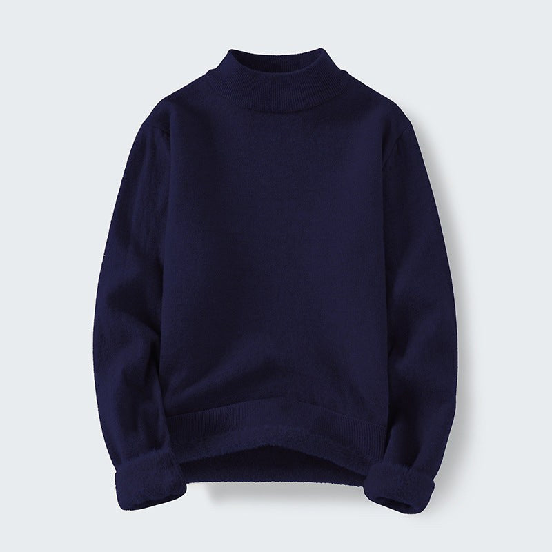 Fleur Sweater with Stand Collar in Navy