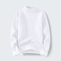 Fleur Sweater with Stand Collar in White