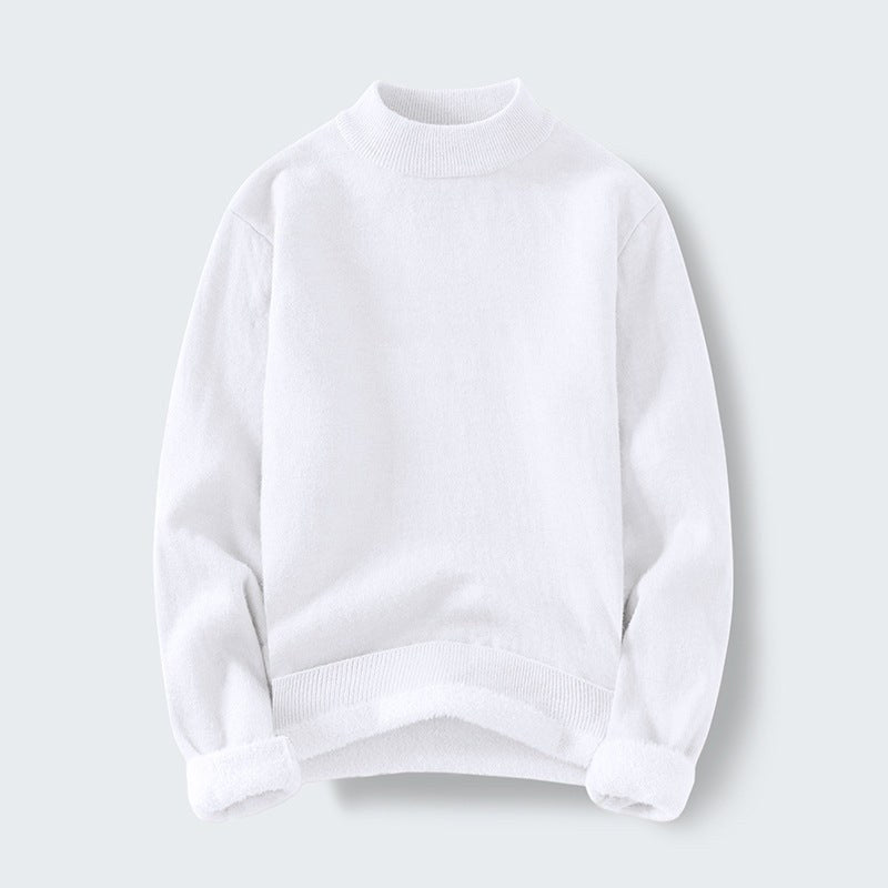 Fleur Sweater with Stand Collar in White