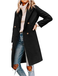 Flora Elegant Coat with Button Front in Black