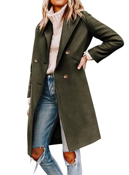 Flora Elegant Coat with Button Front in Green