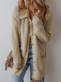 Flora Knit Cardigan with Pockets in Khaki