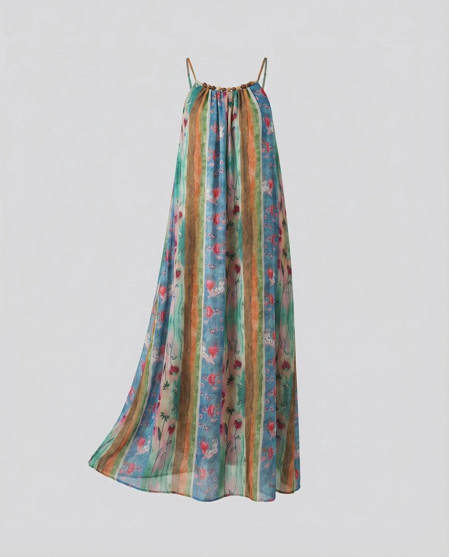 Flora Linen Kaftan in Multicolour