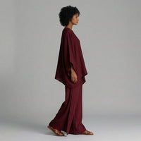 Flora Oversized Kaftan Two-Piece Set in Bordeaux