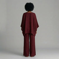 Flora Oversized Kaftan Two-Piece Set in Bordeaux