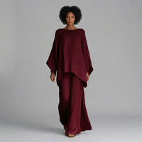 Flora Oversized Kaftan Two-Piece Set in Bordeaux
