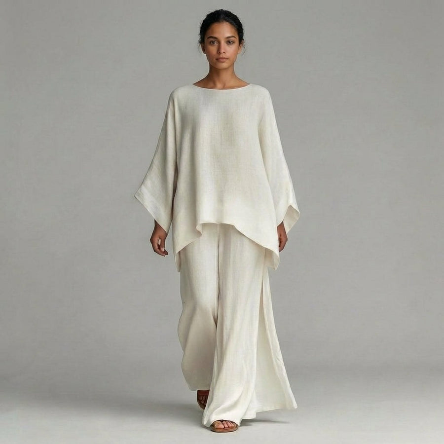 Flora Oversized Kaftan Two-Piece Set in Frost
