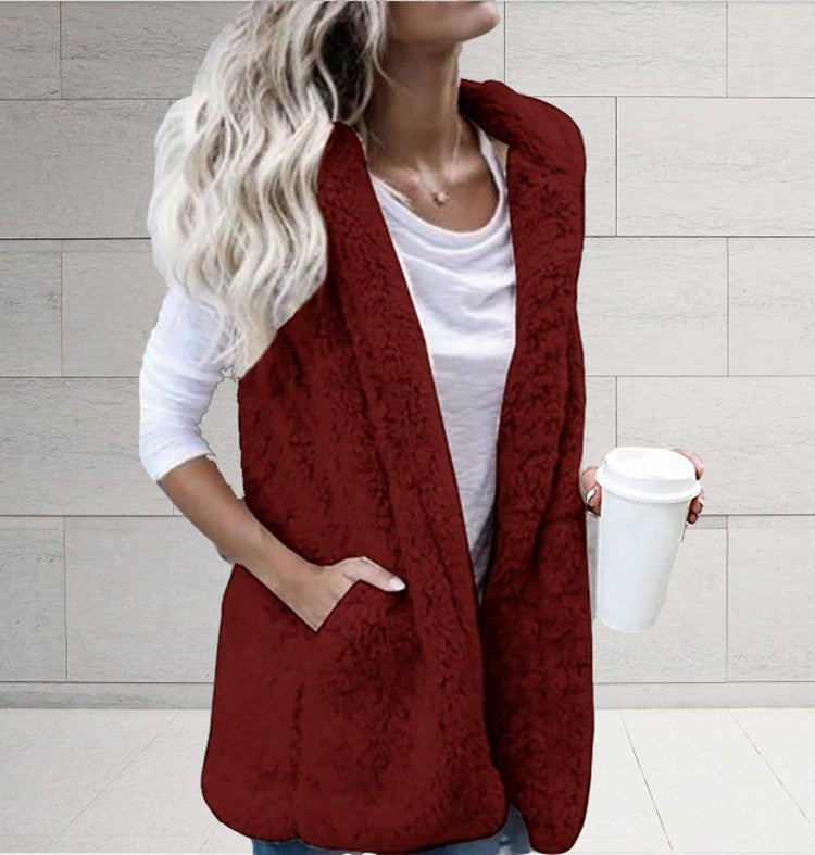 Flora Vest with Pockets in Wine