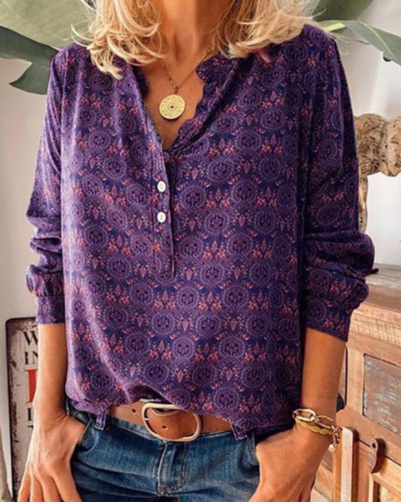 Flora Vintage Blouse in Purple