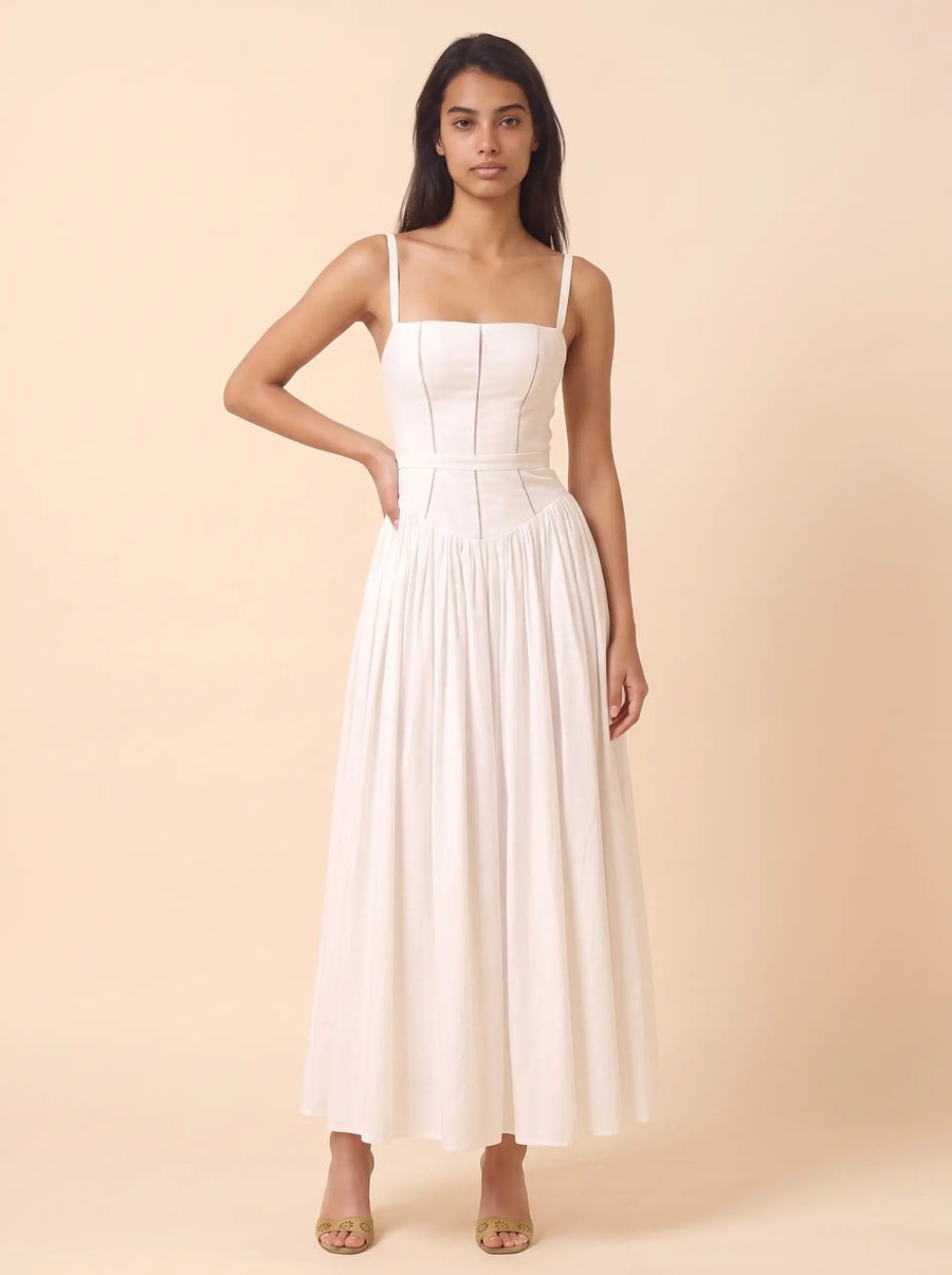 FLORAL MAXI DRESS Pearl White 5
