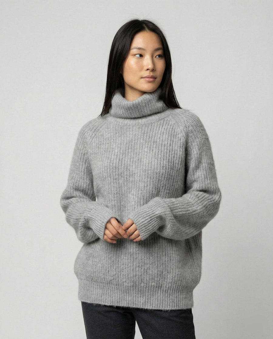 Florence Cotton Sweater in Light Grey
