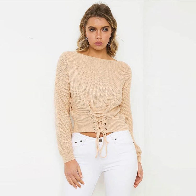Florence Knit Sweater with Lace-Up