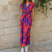 Florence Lightweight and Elegant Coloured Dress in Red - Blue