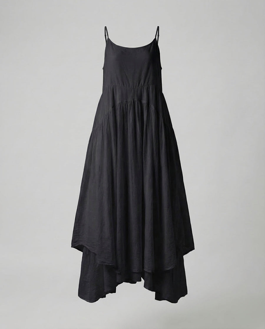 Florence Linen Maxi Dress in Black