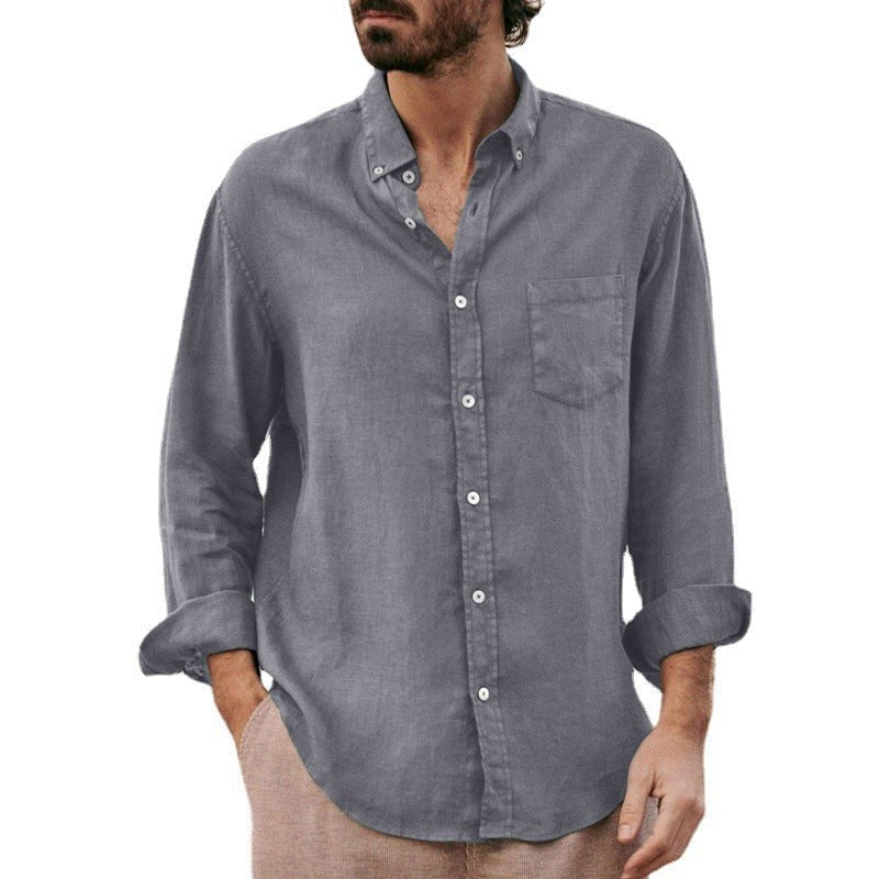 Florian Lightweight Linen Shirt in Brown