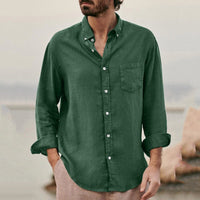 Florian Lightweight Linen Shirt in Green