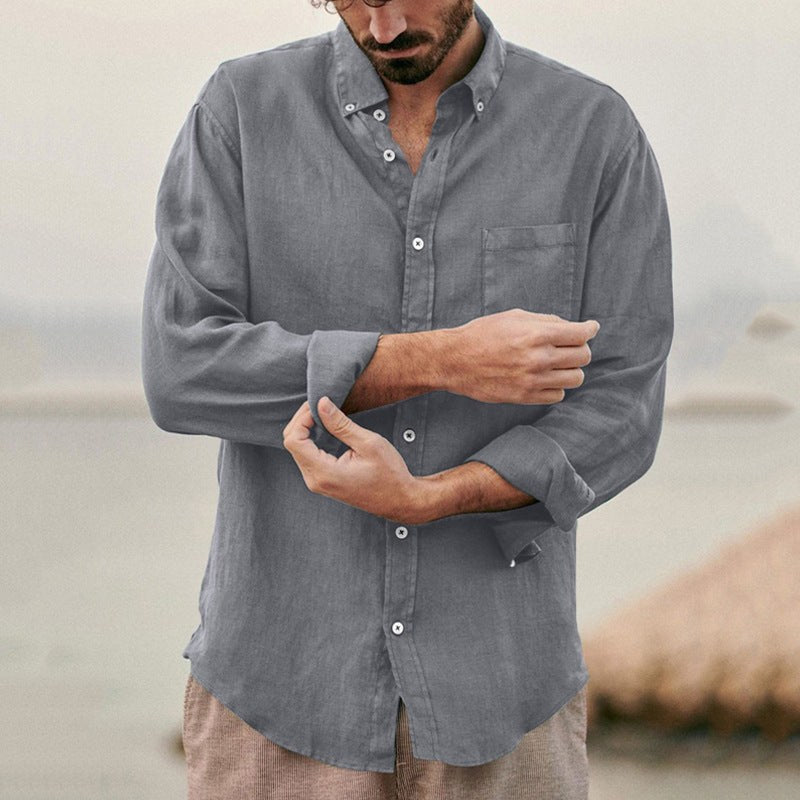 Florian Lightweight Linen Shirt in Grey