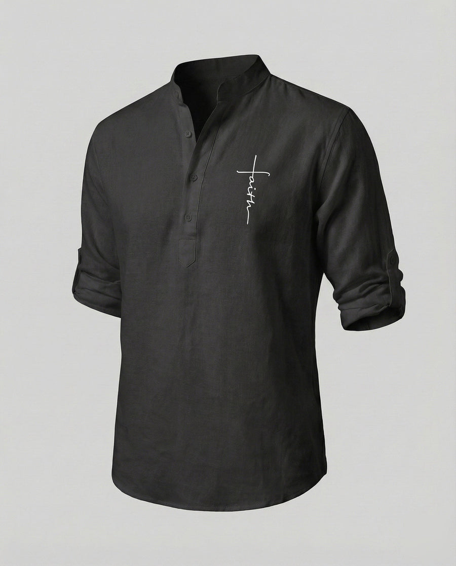 Florian Linen Shirt in Black