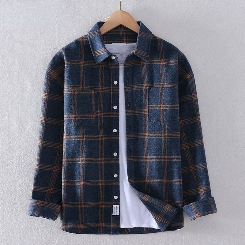 Florian Shirt with Checked in Blue