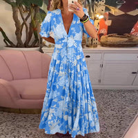 Floriana Vibrant Floral Dress in Blue