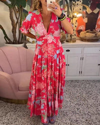 Floriana Vibrant Floral Dress in Green