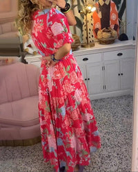 Floriana Vibrant Floral Dress in Green
