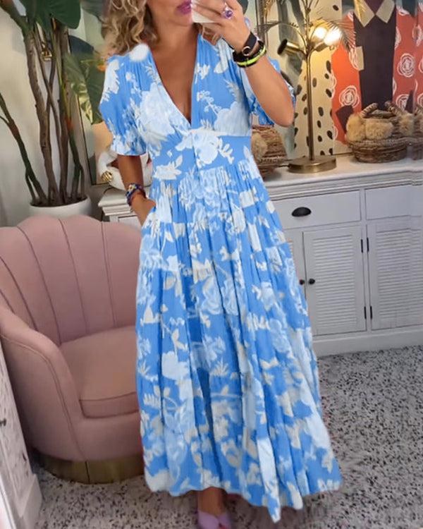 Floriana Vibrant Floral Dress in Green