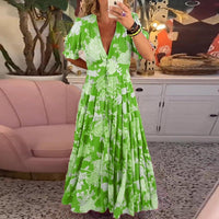Floriana Vibrant Floral Dress in Green