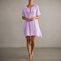 Florwen Women's Mini Sundress Short Sleeve in Purple