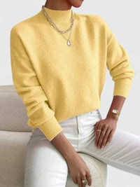 Francesca Women's Mock Neck Long Sleeve Sweater in Yellow