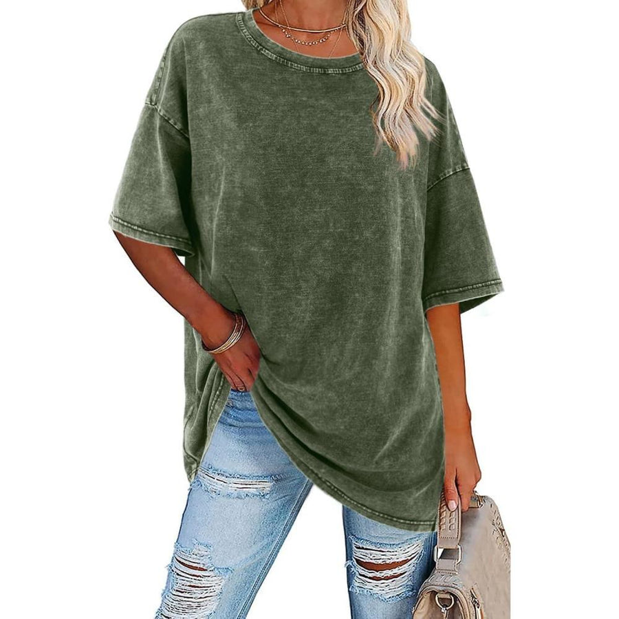 Frances™ Women's Oversized Vintage T-Shirt in Army Green